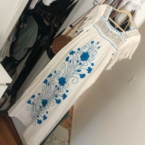 Vintage Handmade Mexican embroidered dress OS